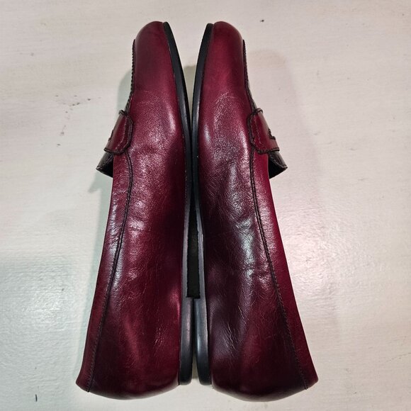 MUNRO Womens Sz 9.5M Burgundy Leather Crocodile Penny Loafer Shoes Preppy Work - Picture 11 of 12